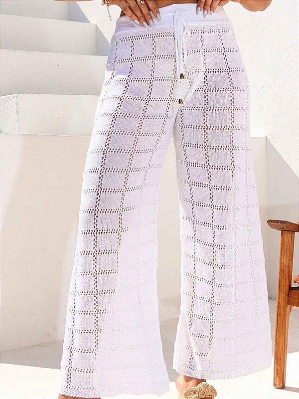 Saída de Praia Caribe Calça Tricot Branca