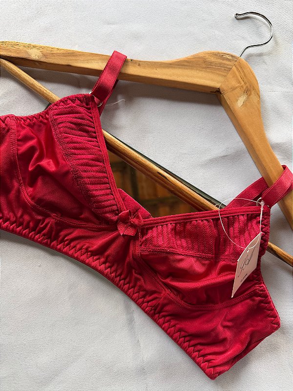 Sutiã Avulso Hanna sem bojo sem aro com renda Vermelho