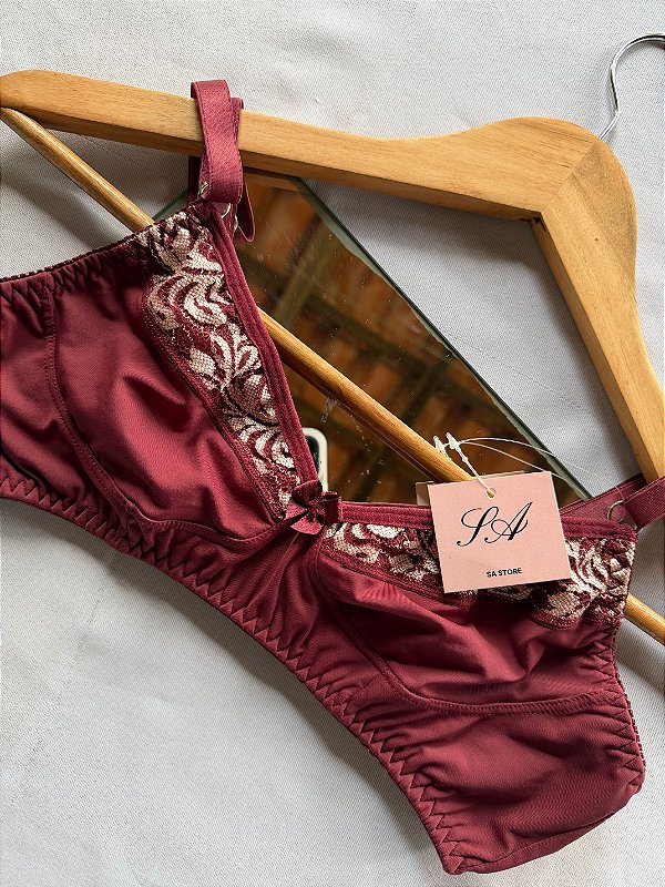 Sutiã Avulso Hanna sem bojo sem aro com renda Vinho