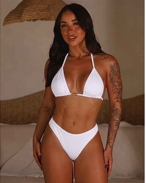 Conjunto Biquini Verano Asa Delta Branco sem bojo cortininha