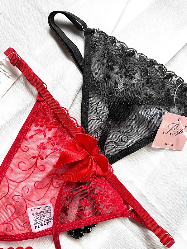 Calcinha Pérola Tailandesa Avulsa Laço Tule