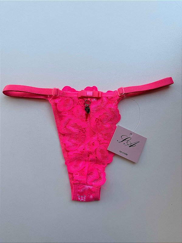 Calcinha Pimenta Sexy Avulsa em renda fio Rosa