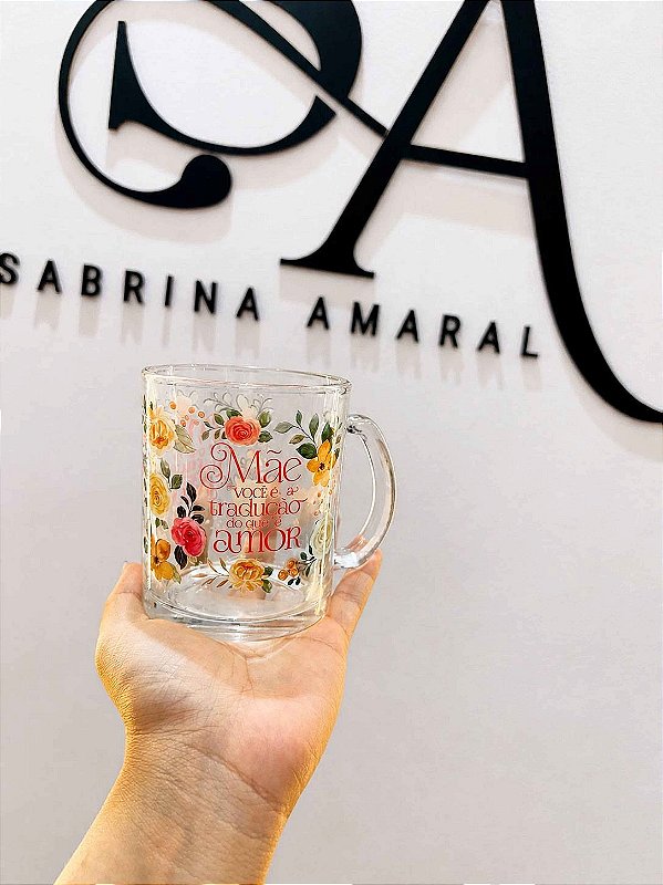 Caneca de vidro 320ml Presente Mãe
