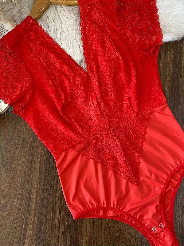 Body Amanda em renda Vermelho sem bojo