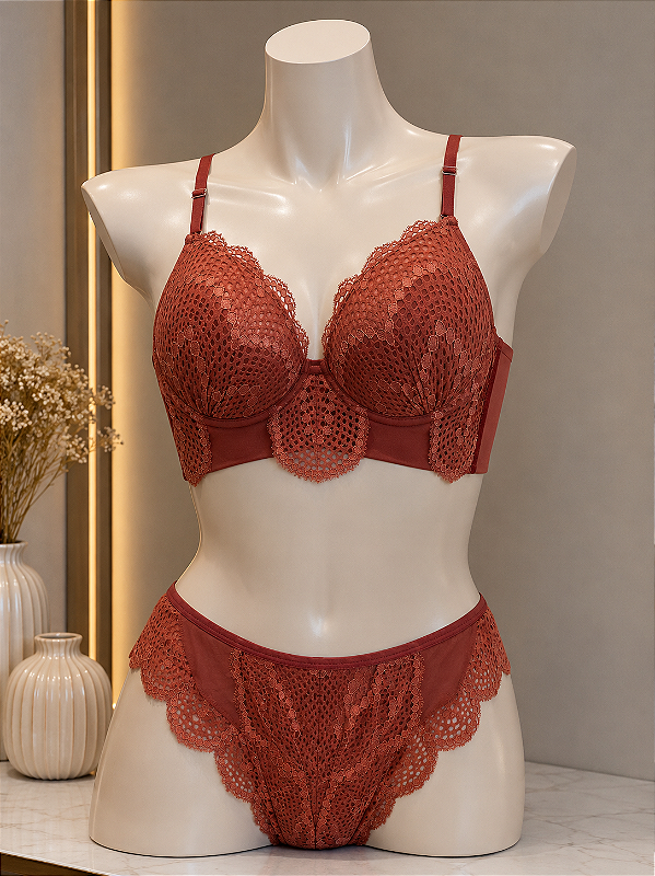 Conjunto Lingerie Seduz Terracota
