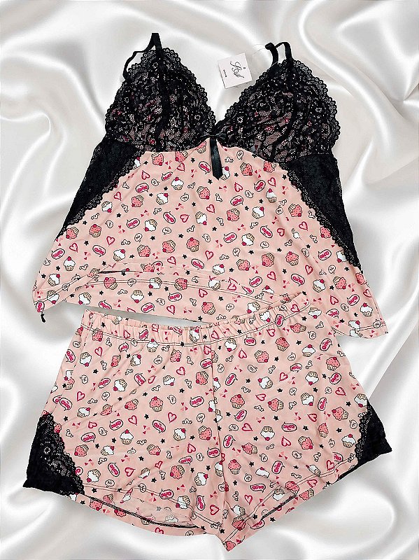 Pijama Baby Doll Estampado fofo