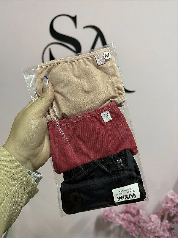 Kit 3 Calcinhas Comfy (Preto, Pink e Rosa)