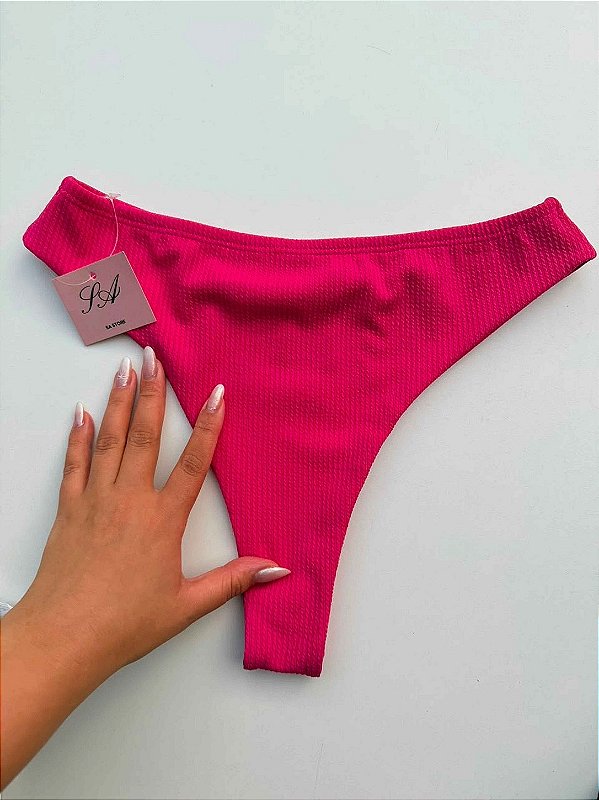 Calcinha de Biquíni Avulsa texturizada Rosa Asa Delta