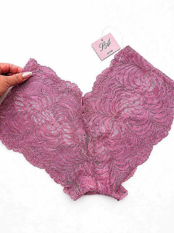 Calcinhas Caleçon Avulsa em renda Rosa