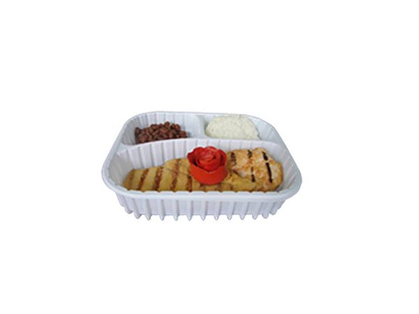Bandeja Advanty 3 divisões 1.000ml branca com 10 unidades