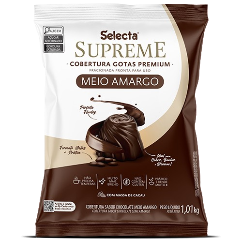 Cobertura Chocolate Meio Amargo em Gotas Selecta 1,01kg