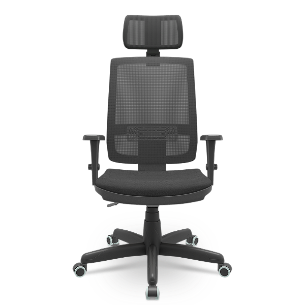 Cadeira Presidente Brizza Tela Back System Assento Crepe com Braço 3d