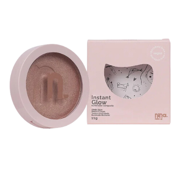 Iluminador compacto Instant Glow Champagne - Nina Makeup