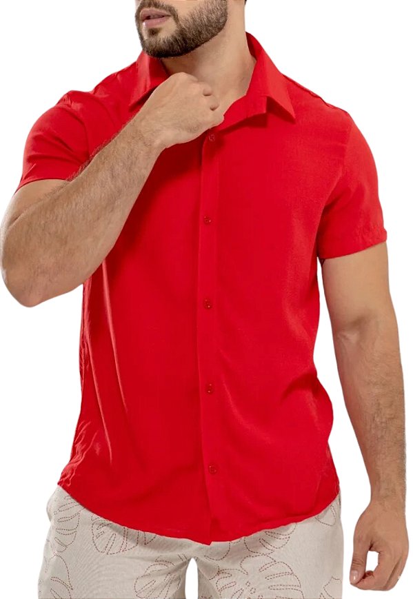 Camisa Lisa Viscolinho Vermelha Lira