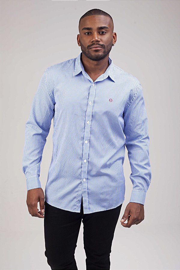 Camisa Estampada Xadrez Adoro Bazar Napoles Azul