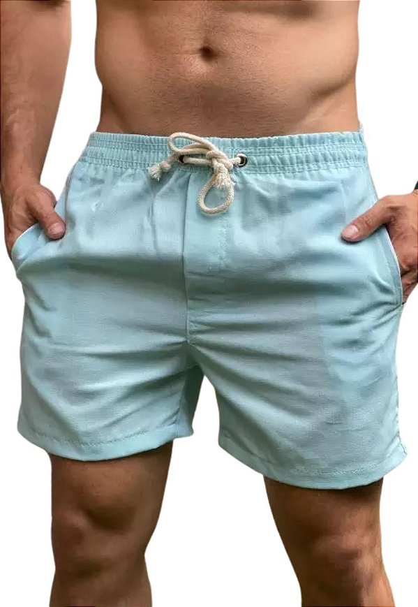 Short Liso Linho Misto Azul Claro Adoro Bazar Alvarado
