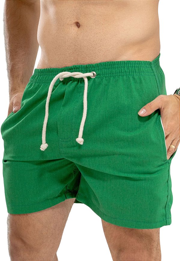 Short Liso Linho Misto Verde Adoro Bazar Labeach