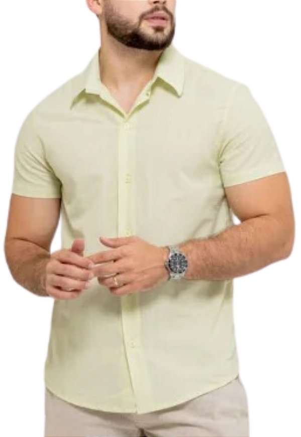 Camisa Listada Seda Mista Verde Lima Zotto