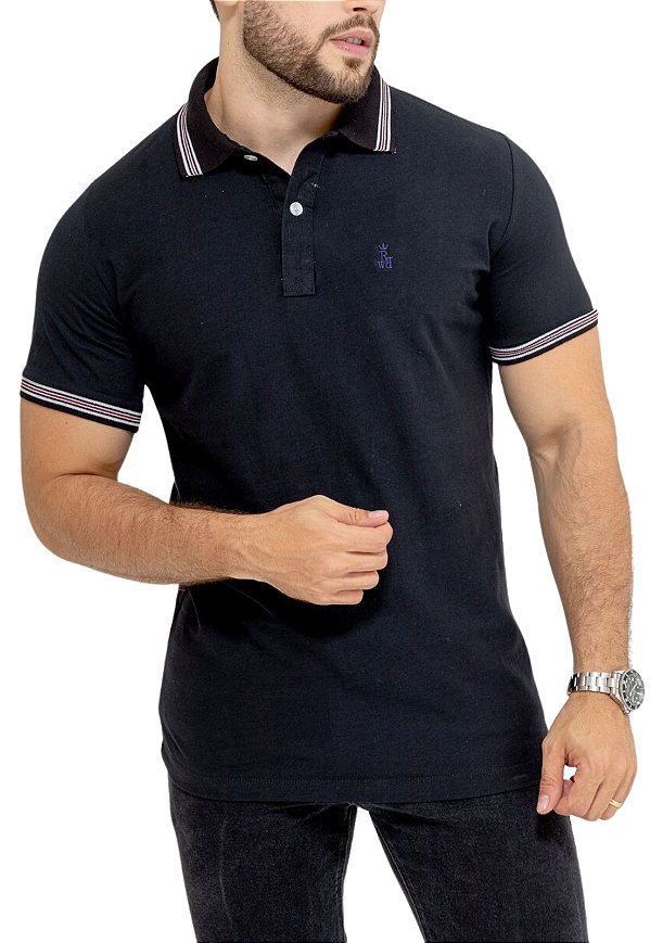 Polo Algodão Clássica Preta Gait