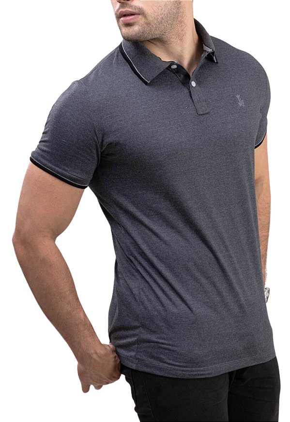 Polo Algodão Clássica Grafite Grant