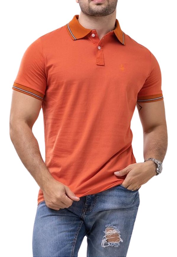 Polo Algodão Clássica Laranja Merrill