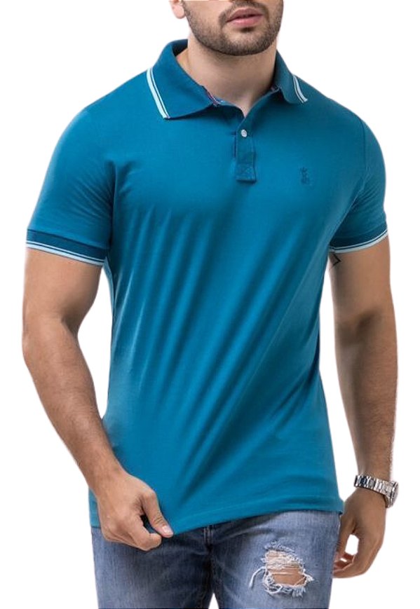 Polo Algodão Clássica Azul Marechek