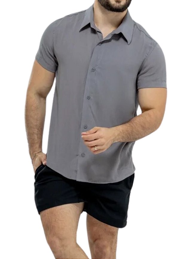 Camisa Viscolinho Cinza Russel