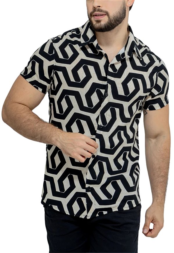 Camisa Viscolinho Estampada Kafka