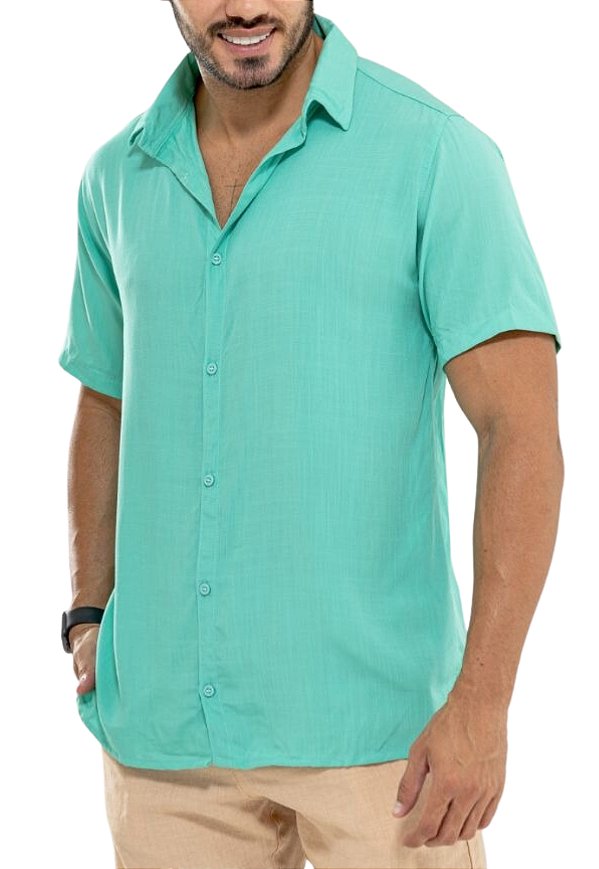 Camisa Lisa Viscolinho Verde Jesse