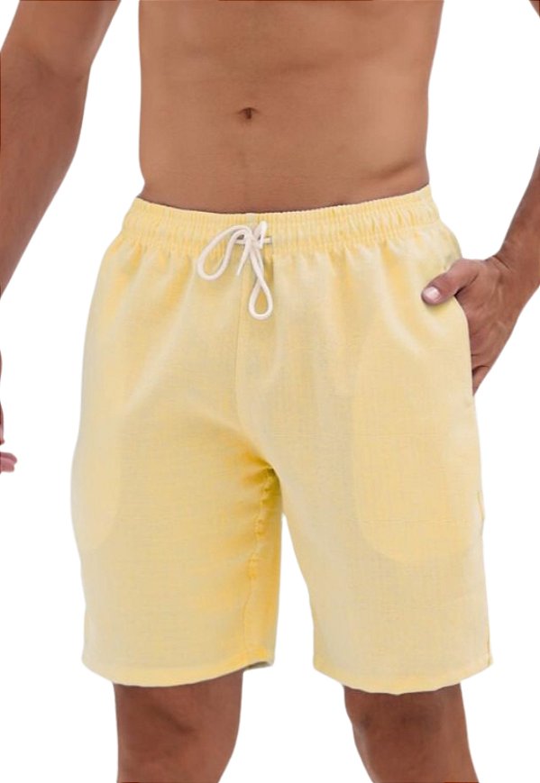 Bermuda Lisa Linho Misto Amarelo Eva