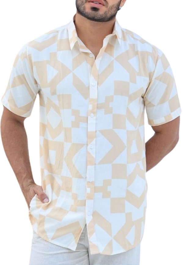 Camisa Viscolinho Estampada Pre Lavada Guilhermo