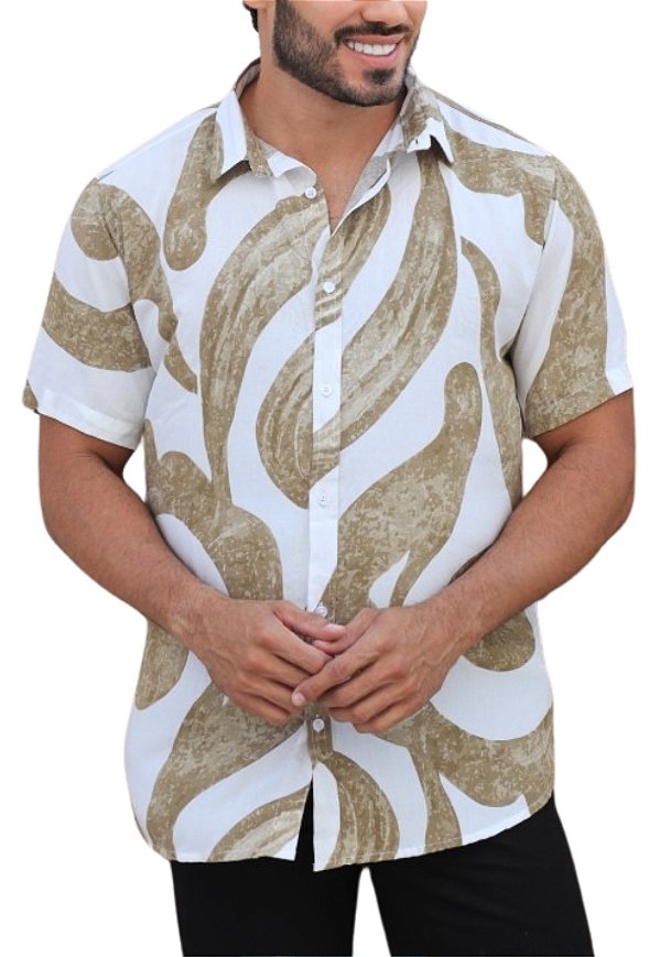 Camisa Viscolinho Estampada Pre Lavada Bernes