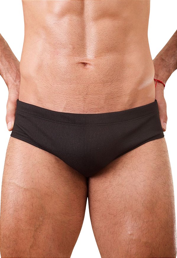 Sunga Slip Canelada Preta Tudor