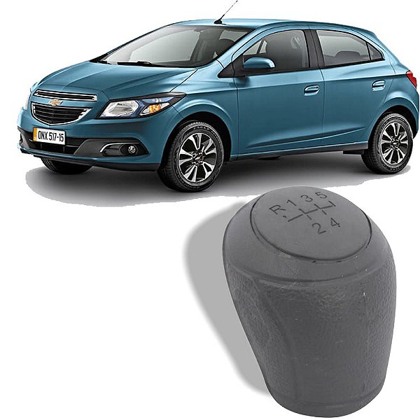 Bola de Câmbio Manopla Onix Prisma Spin Cobalt Sonic 2013 a 2020 Cinza Baixo Relevo 5 Marchas Encaixe Sob Pressão