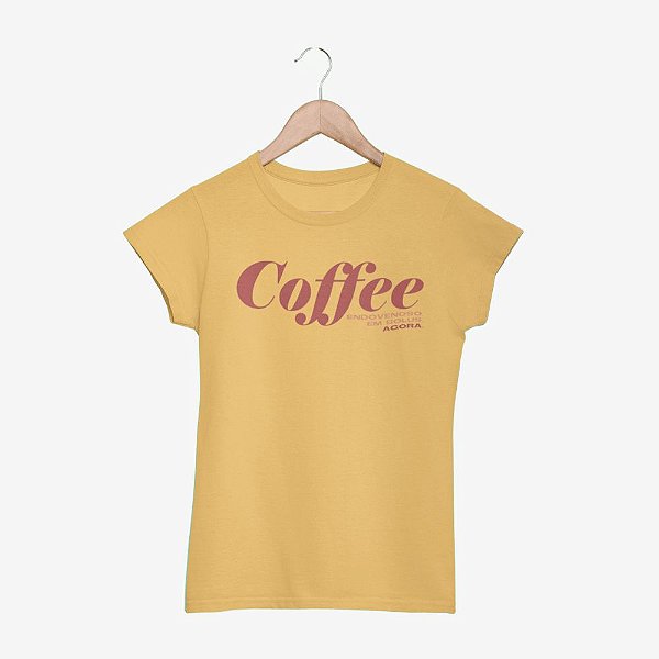 Camiseta Coffee Amarela Feminina