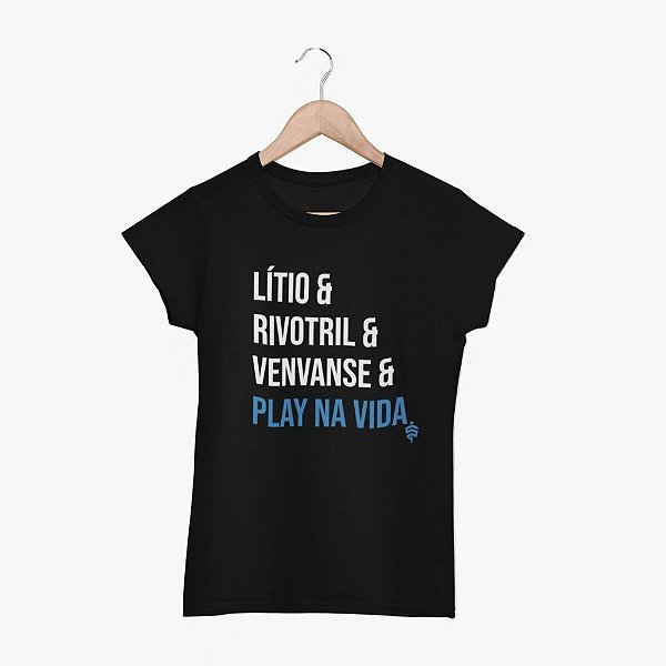 Camiseta Play na Vida Preta FEMININA