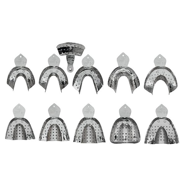 Kit de Moldeiras Dentadas Adultos Perfuradas Alumínio com 11 Peças -TECNODENT