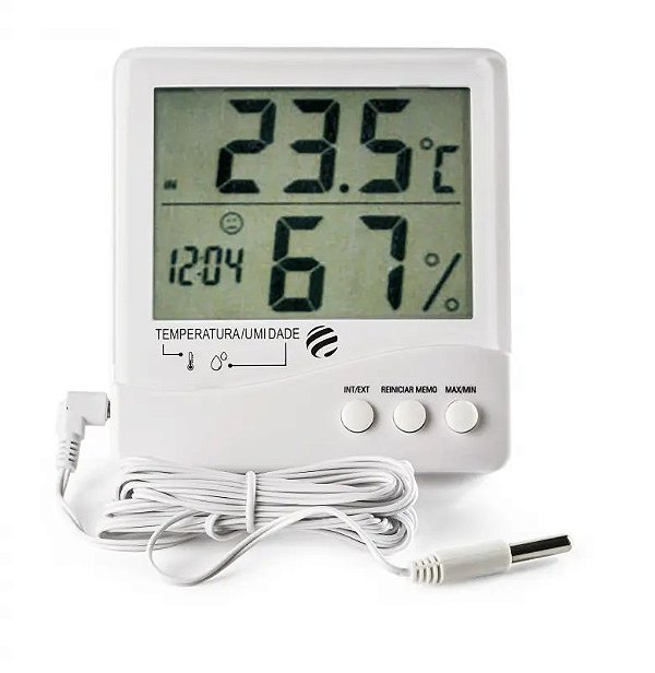 Termo-Higrômetro Digital com Relógio e Nível de Conforto - Incoterm