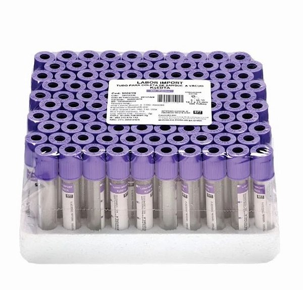 Tubo de Coleta de Sangue à Vácuo 4ml com EDTA K3 (100UN) - Roxo