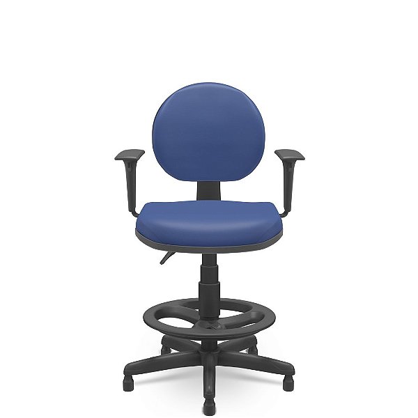 Cadeira Caixa Operativa Plus Executiva com Braços Mecanismo Backplax Aro Reg. Sapata Fixa