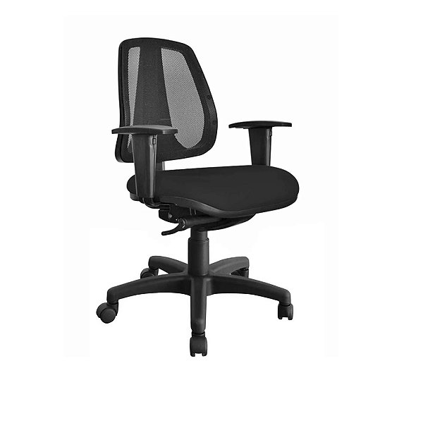 Cadeira B-Side Mesh NR17 Encosto em Tela Braço Gol Regulável Mec. Back-Systen Base Carpet Rodízios em Nylon