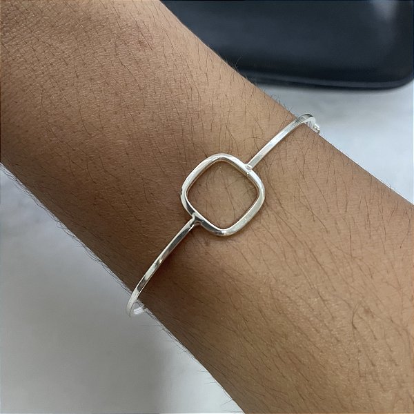 Pulseira Bracelete Quadrado Prata 925
