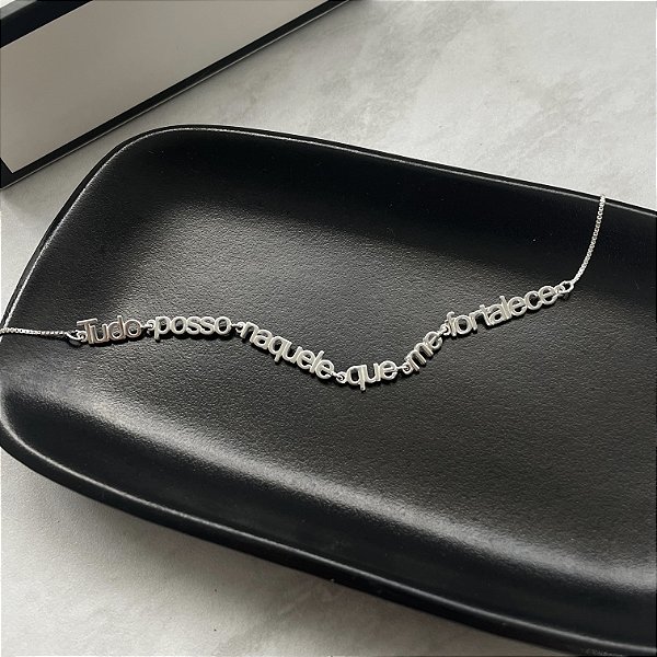 Pulseira Tudo Posso Naquele que Me Fortalece Prata 925