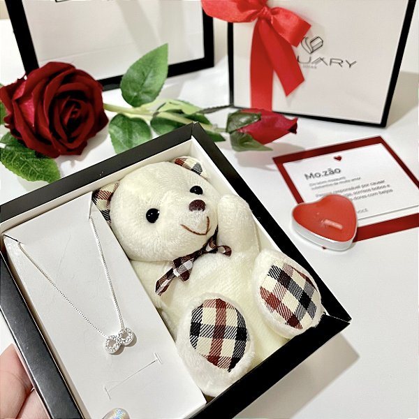 Kit Presente Colar Infinito Cravejado Prata 925