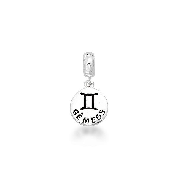 Berloque Signo Gêmeos de Prata 925