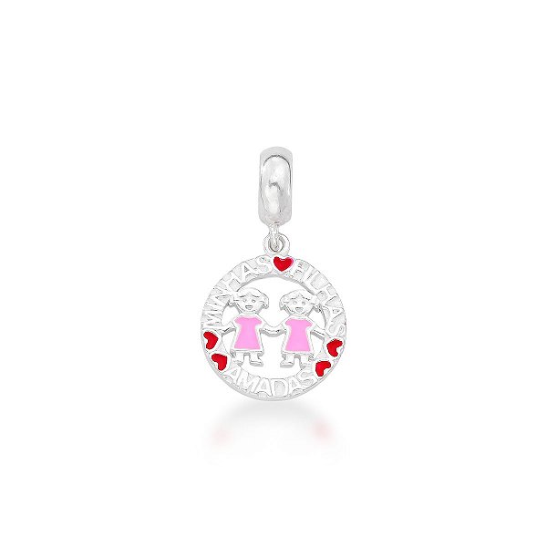 Berloque Mandala Filhas Amadas duas Meninas de Prata 925