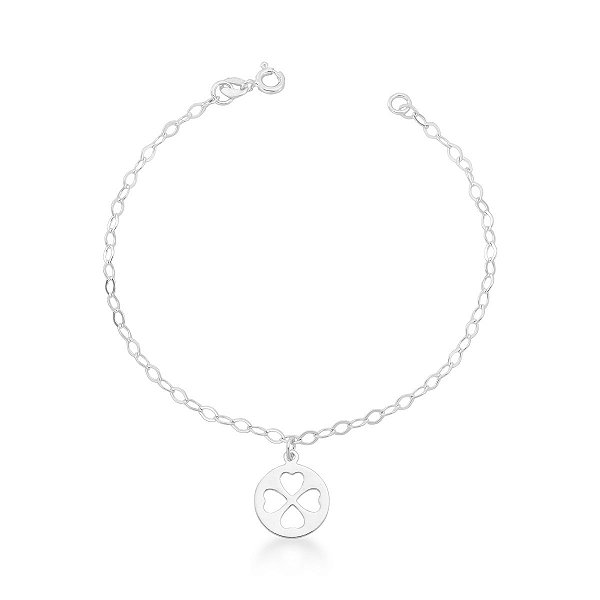 Pulseira Medalha Trevo Prata 925