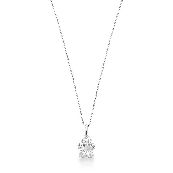 Colar Patinha Pet Zircônia Prata 925