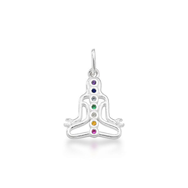 Pingente Meditação 7 Chakras Prata 925