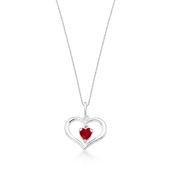 Colar Dois Corações Prata 925